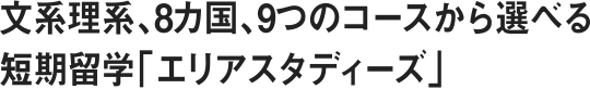 文系理系、8カ国、9つのコースから選べる短期留学「エリアスタディーズ」