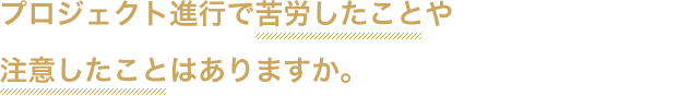 プロジェクト進行で苦労したことや注意したことはありますか。